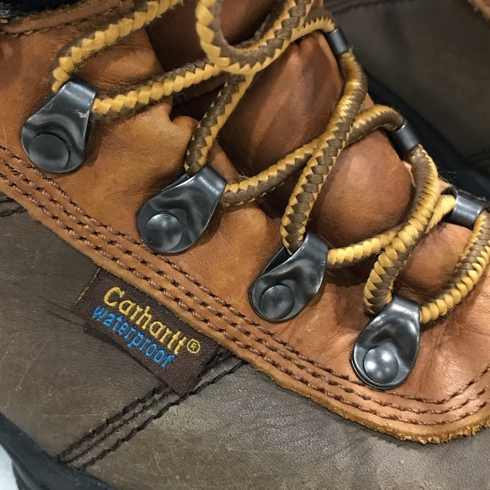 Carhartt Men's Brown and Tan waterproof steel toed Leather Boots - Picture 3 of 12